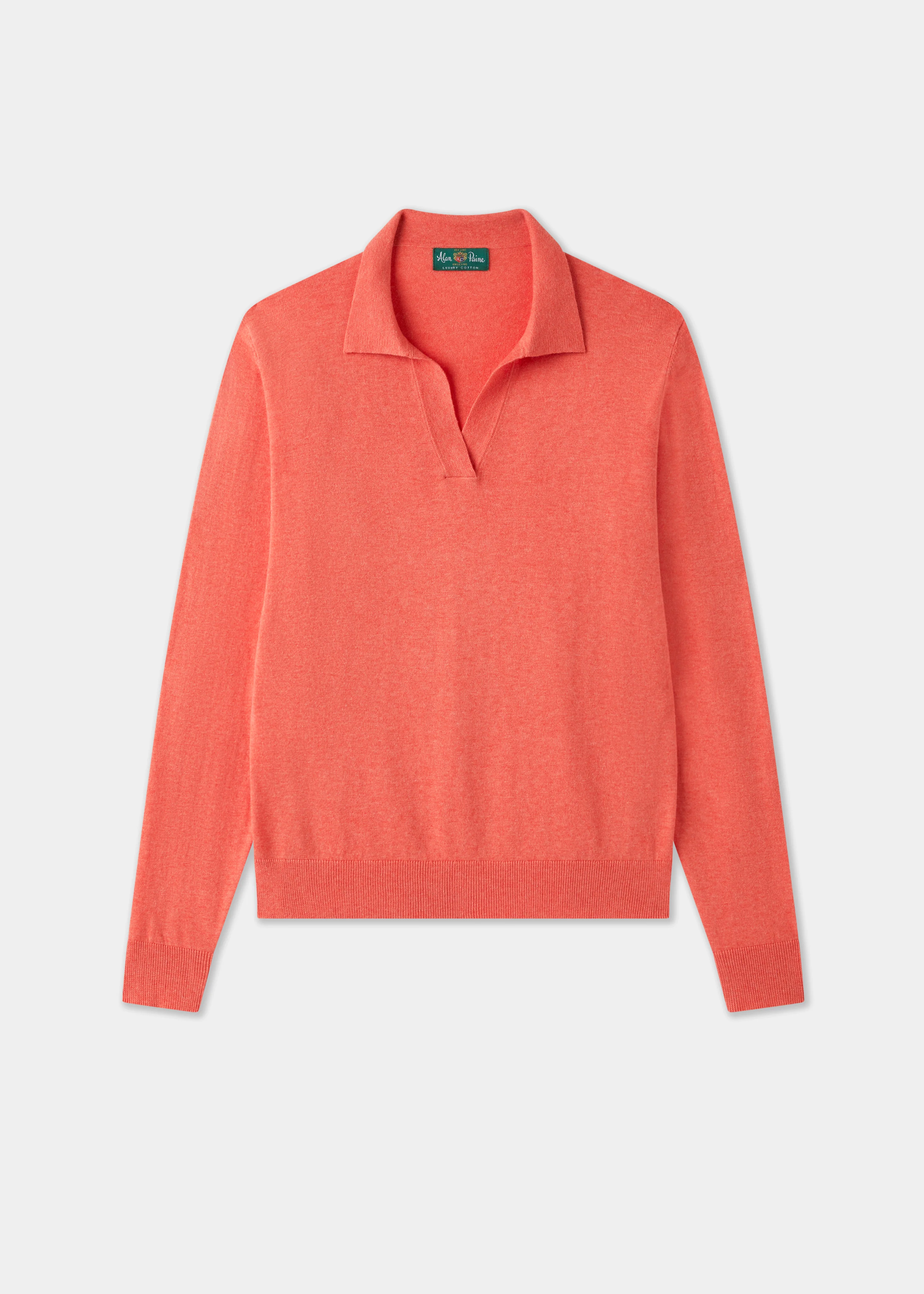 Uma Cotton Cashmere Open Placket Jumper In Coral