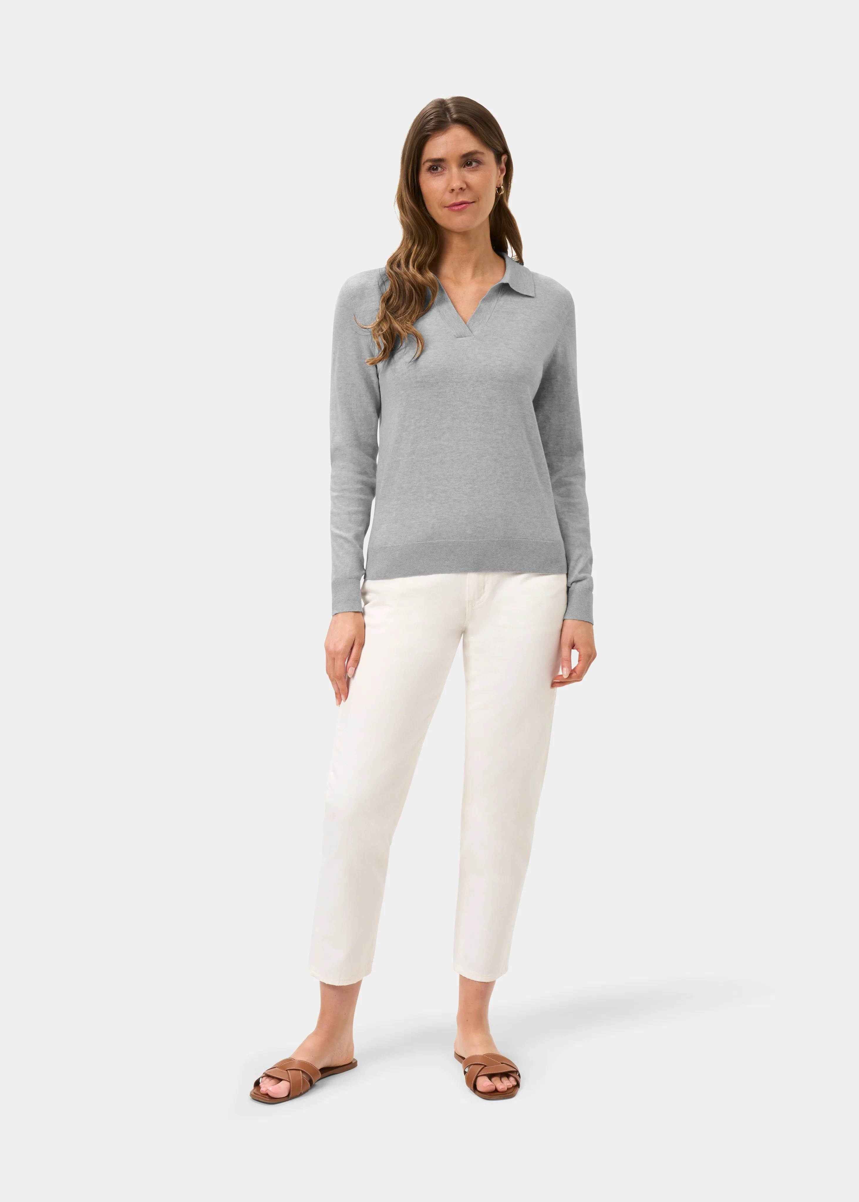 Uma Cotton Cashmere Open Placket Jumper In Dove - Image 2