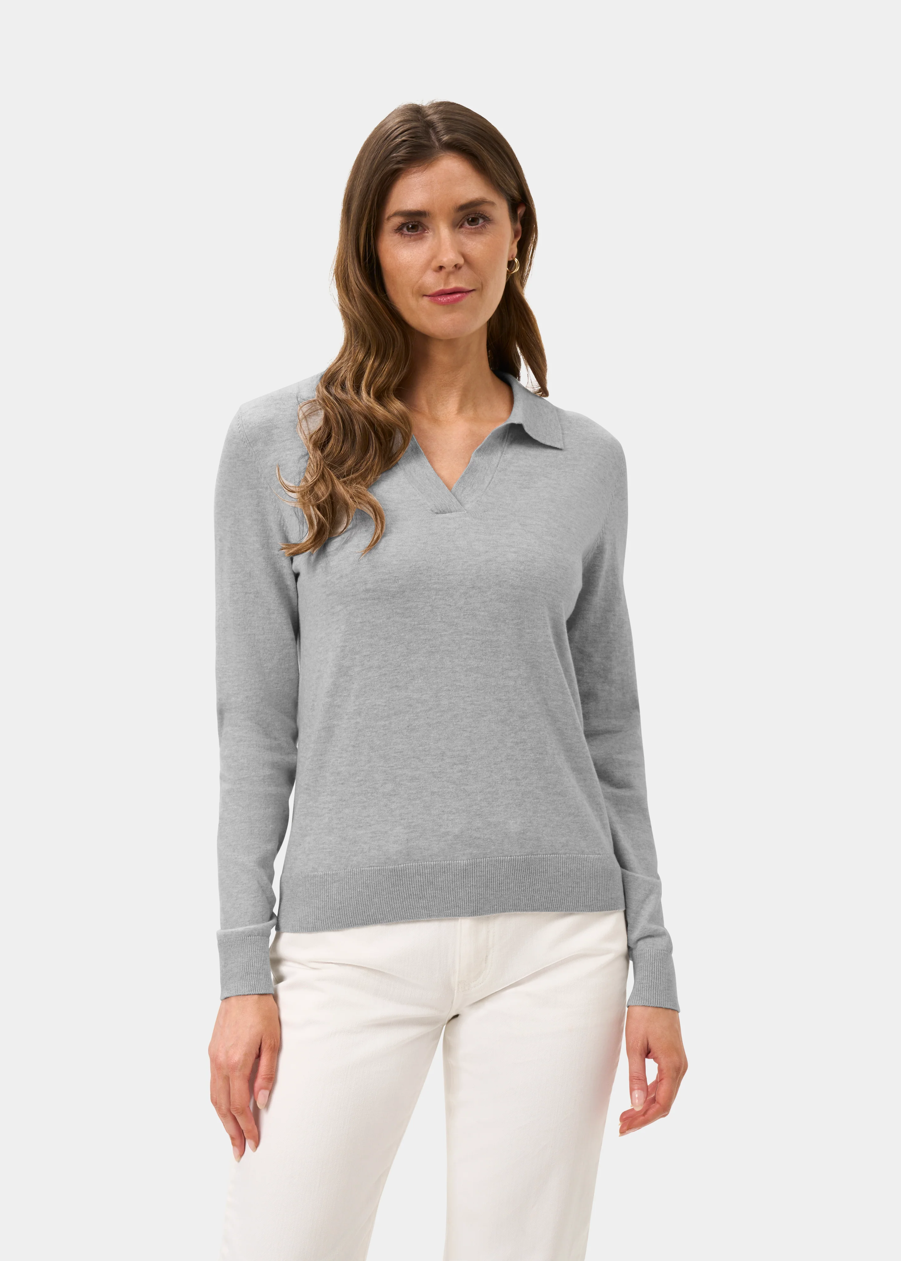 Uma Cotton Cashmere Open Placket Jumper In Dove - Image 5