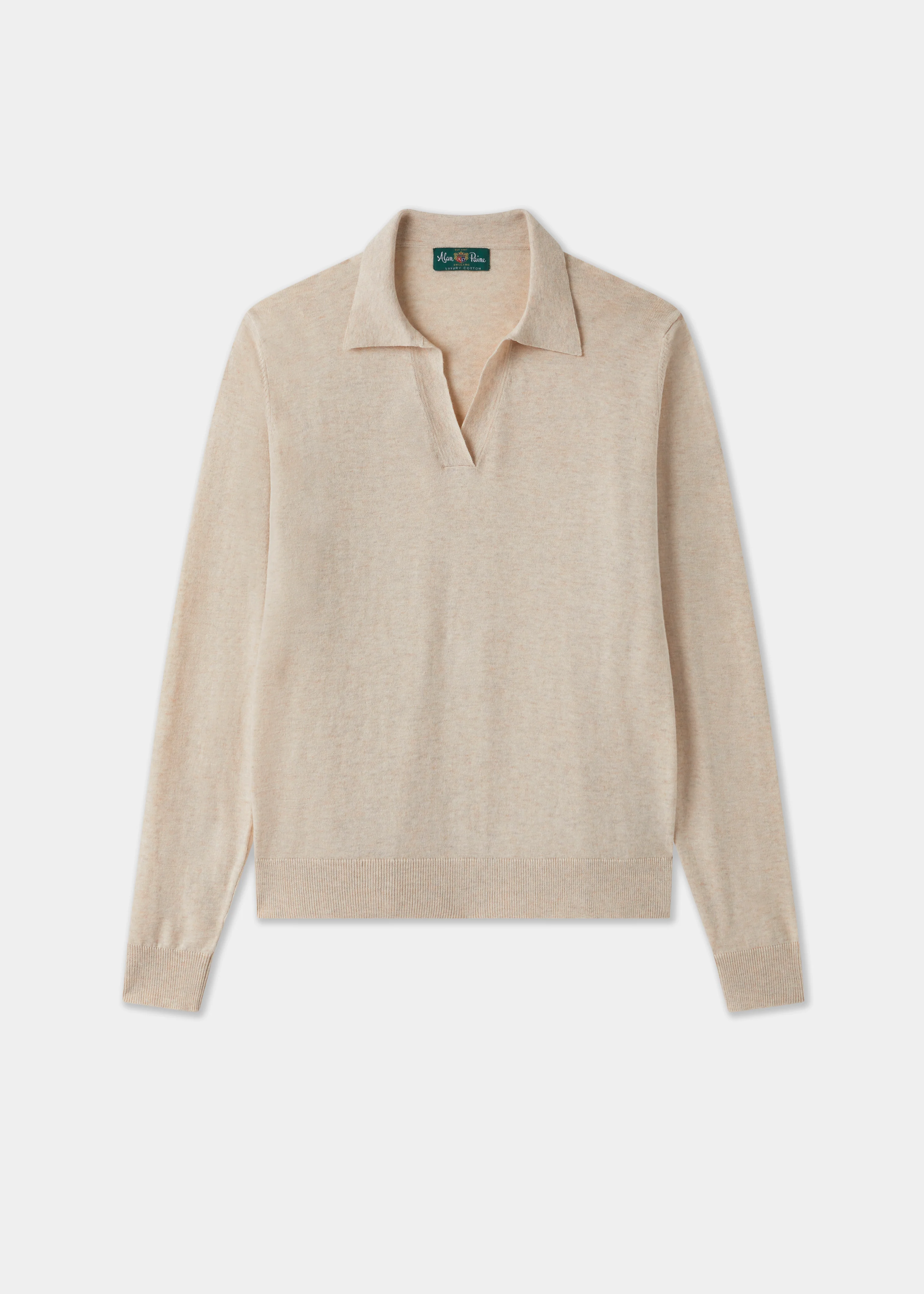 Uma Cotton Cashmere Open Placket Jumper In Sand
