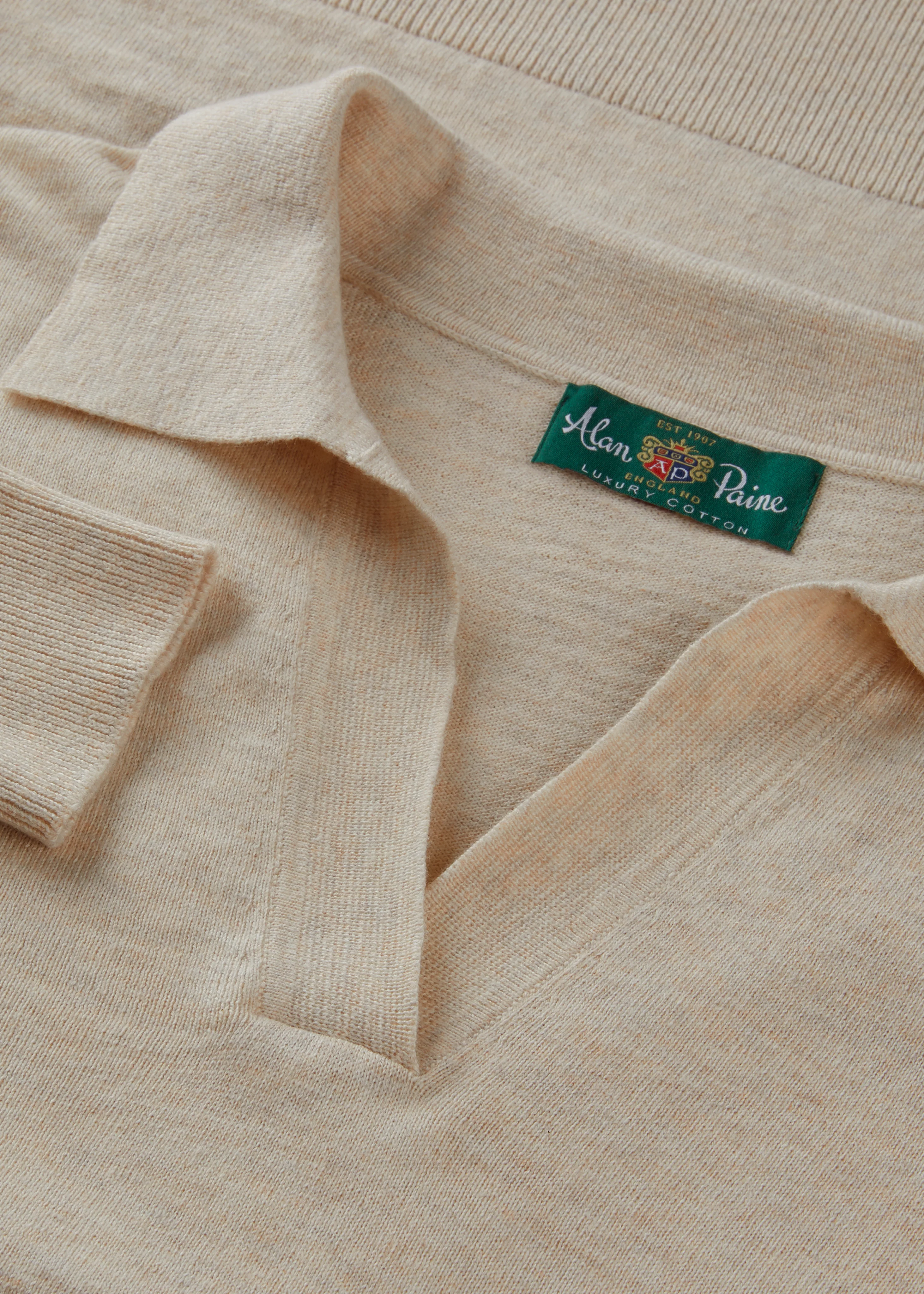 Uma Cotton Cashmere Open Placket Jumper In Sand - Image 2