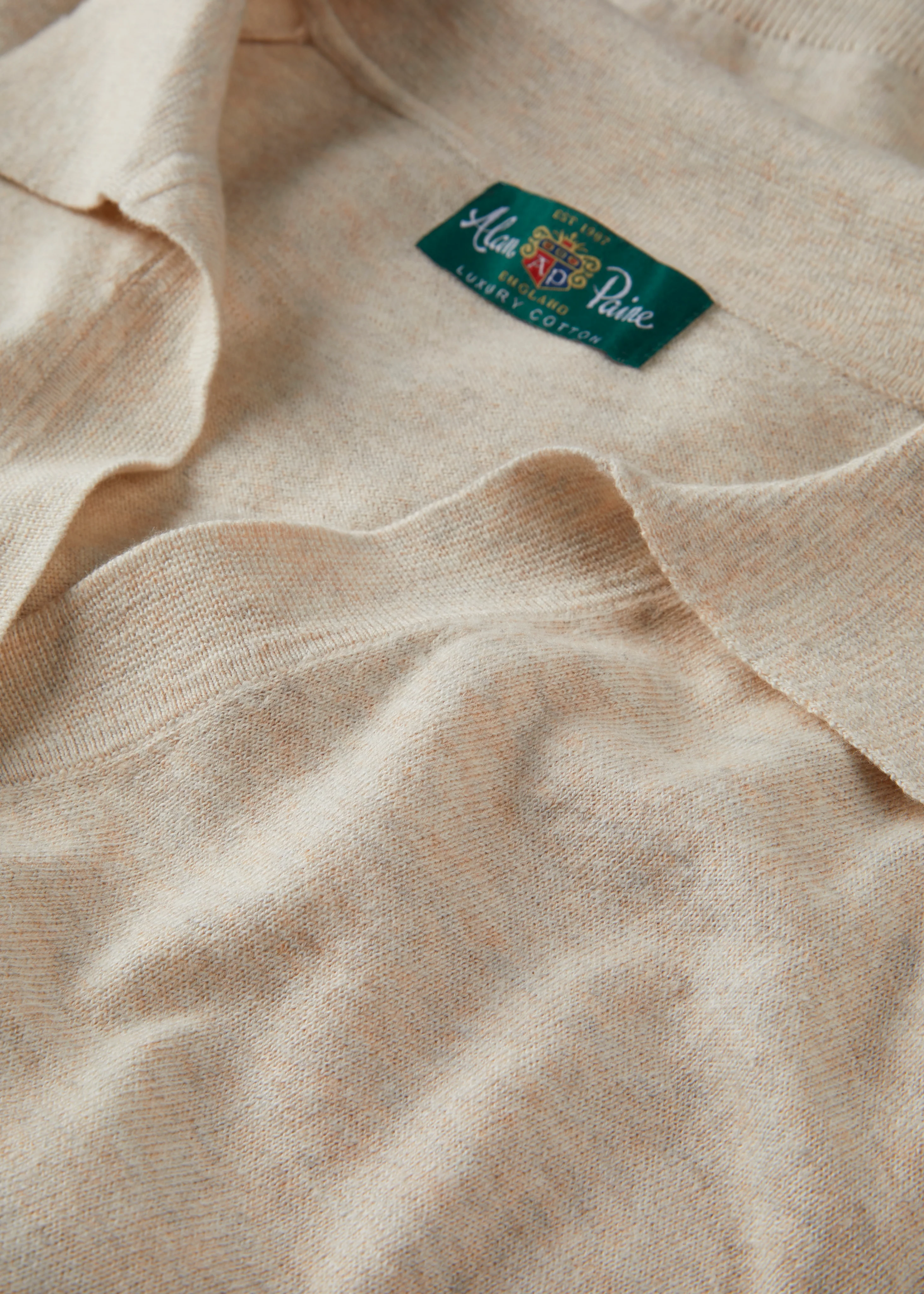 Uma Cotton Cashmere Open Placket Jumper In Sand - Image 3