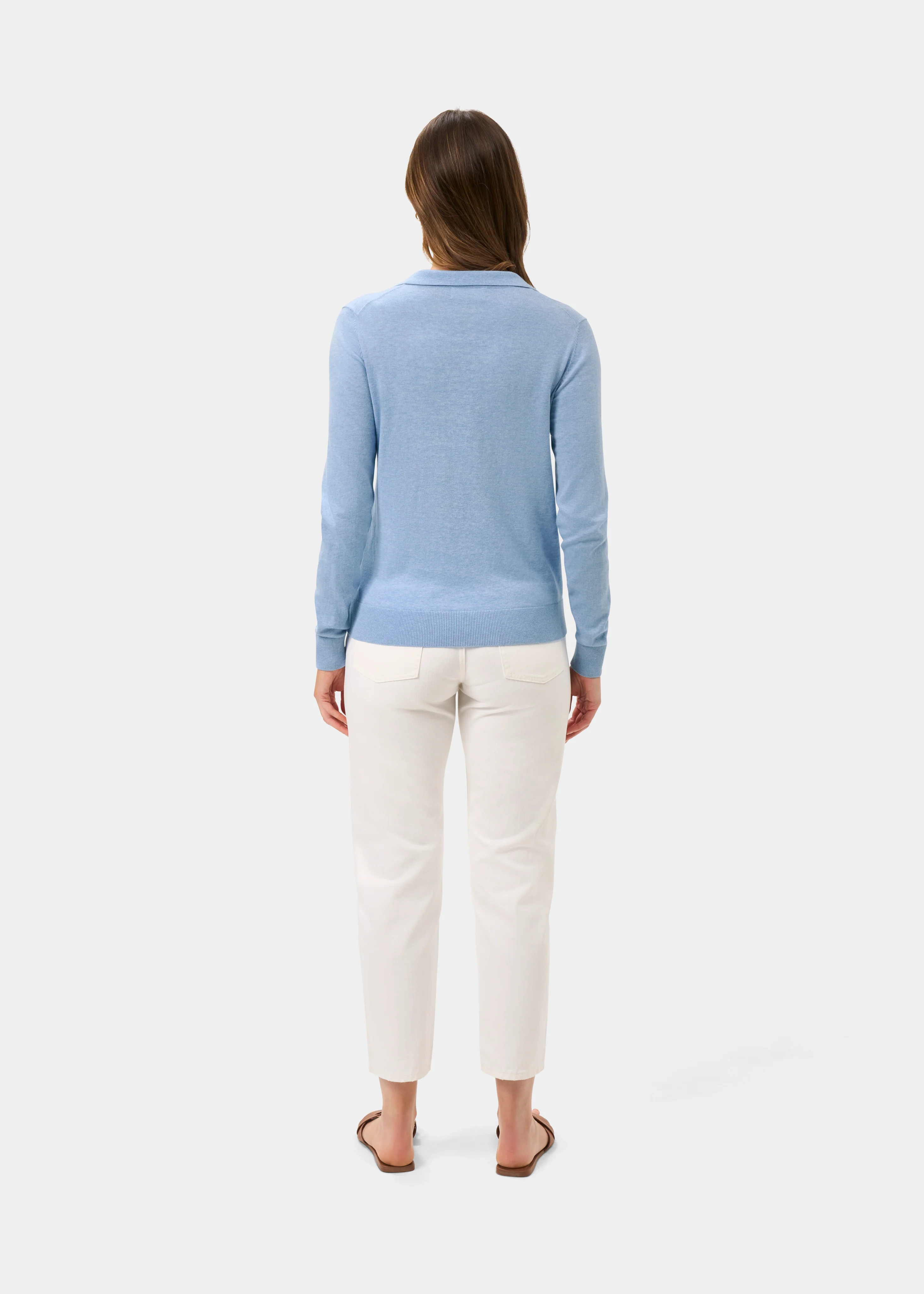 Uma Cotton Cashmere Open Placket Jumper In Steel Blue - Image 7