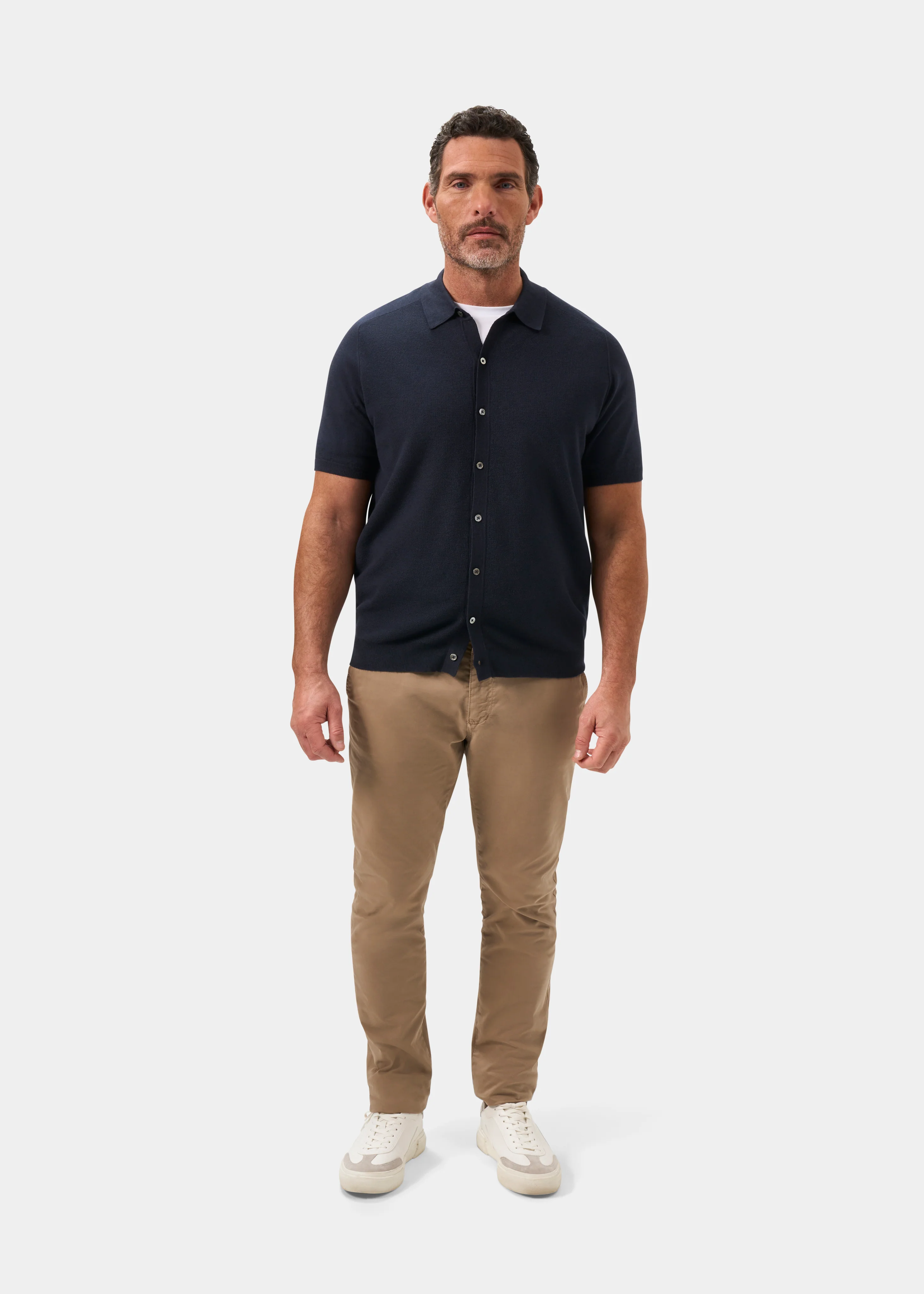 Wellswood Men's Cotton Merino Shirt In Dark Navy - Image 2