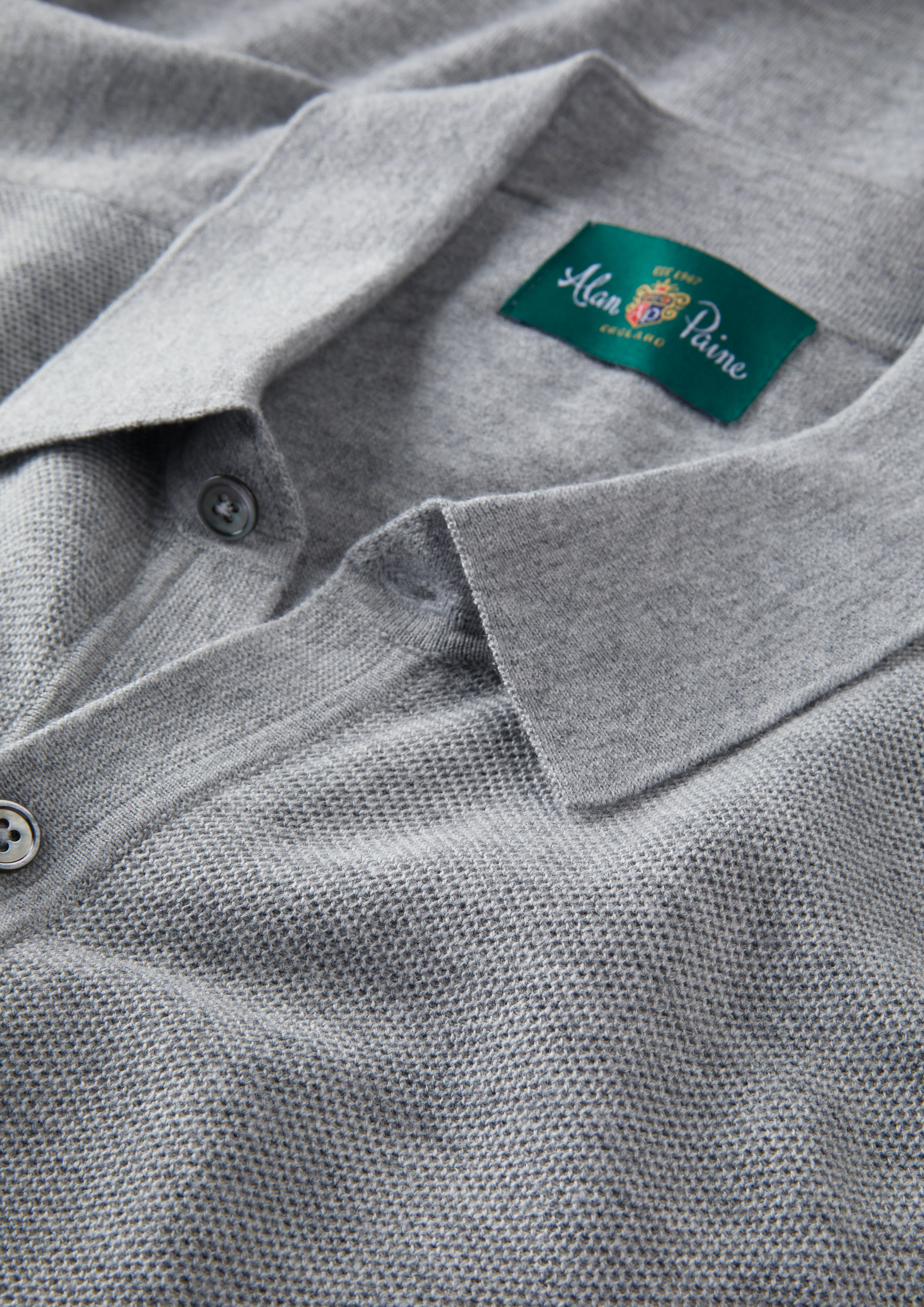Wellswood Men's Cotton Merino Shirt In Light Grey Mix - Image 4