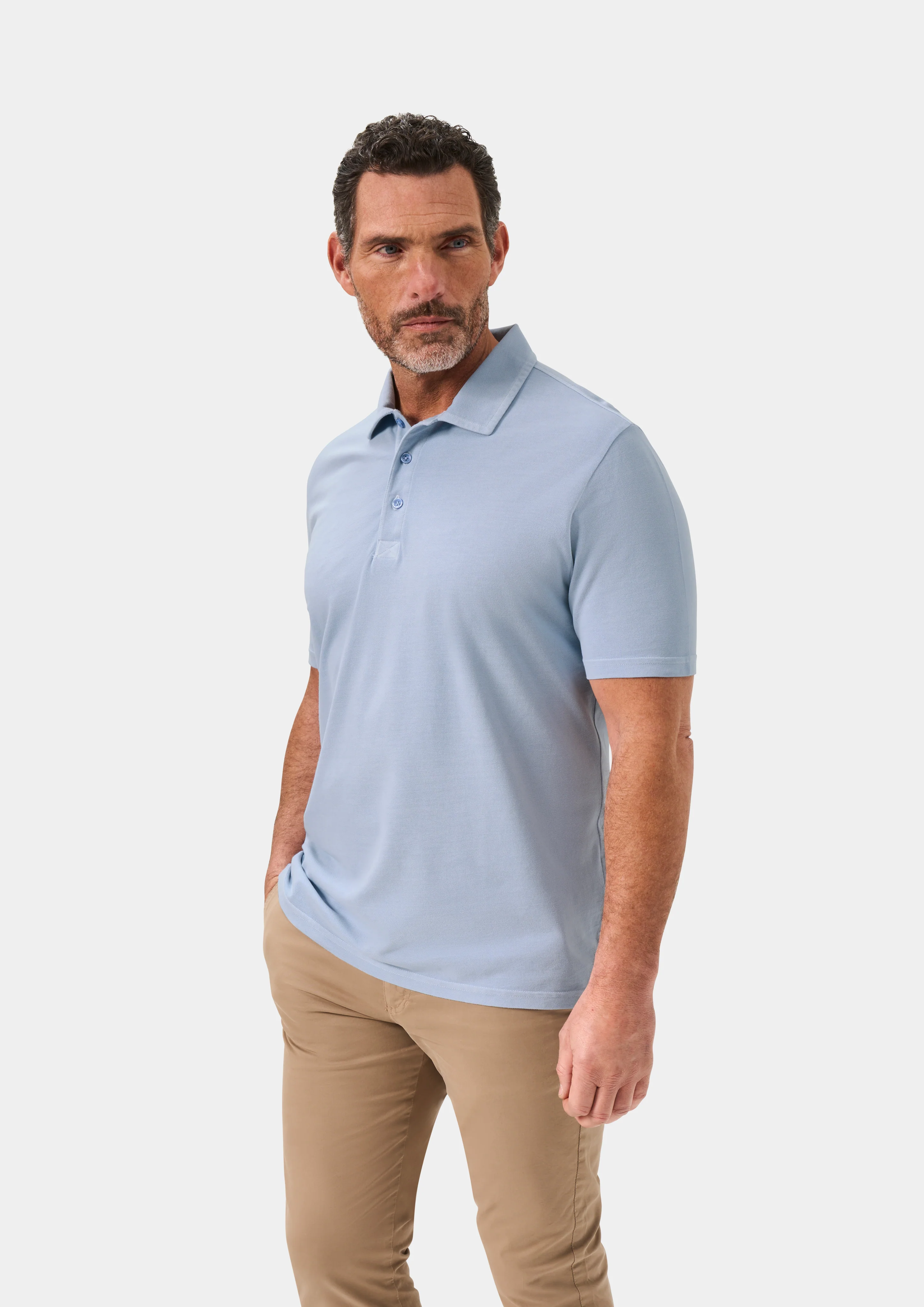 Weymouth Washed Effect Polo Shirt In Light Blue - Image 6