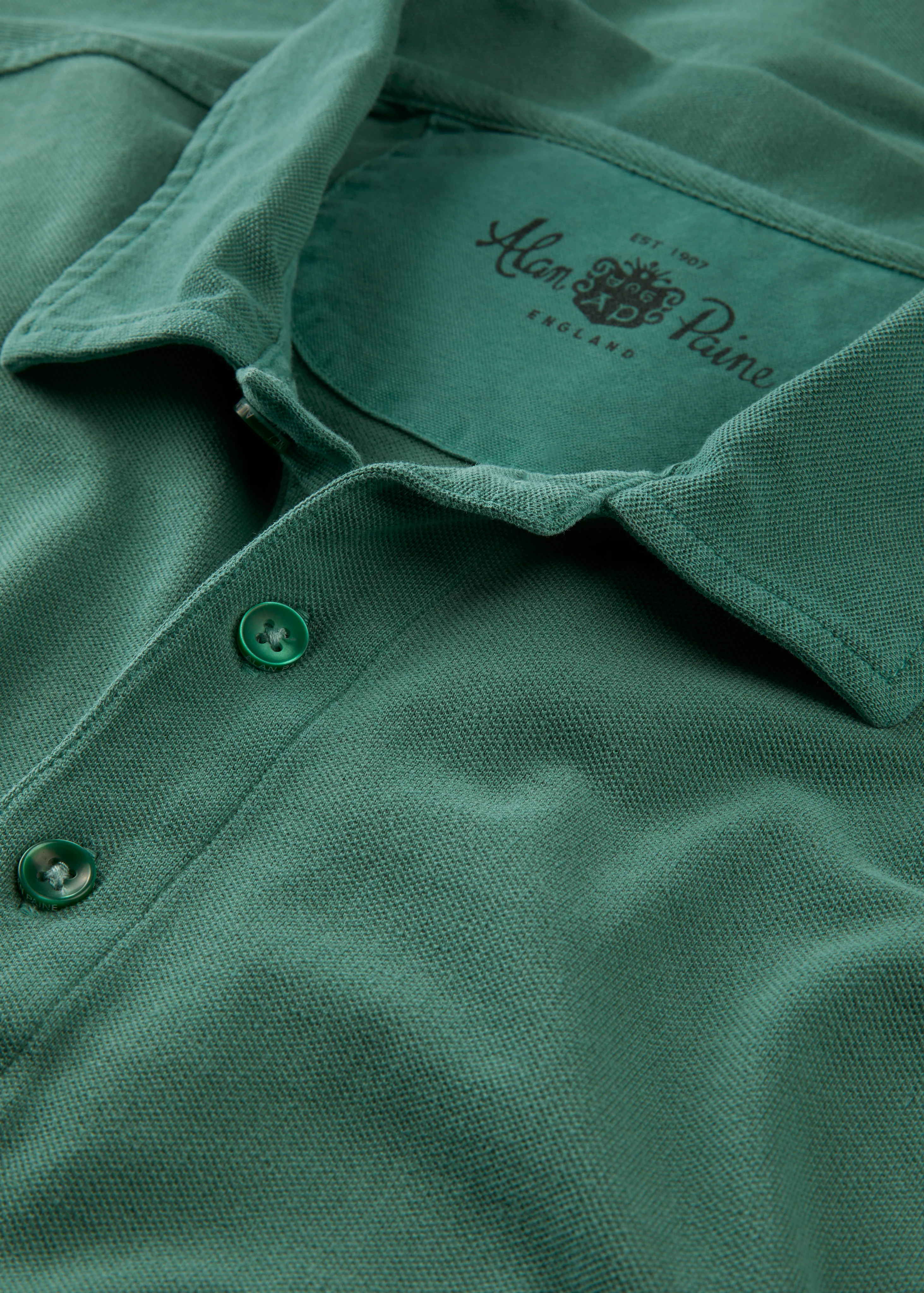 Weymouth Washed Effect Polo Shirt In Pine - Image 4